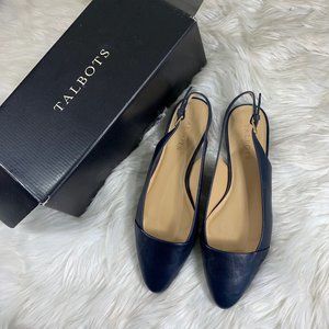 Talbots Navy Leather Slide Mule Size 8.5 Slingback